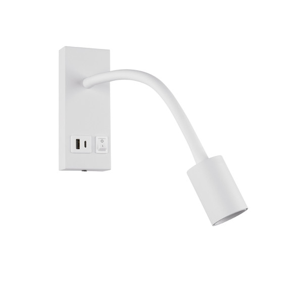 Світильник настінний Violux SNAKE USB+Type-C 5W 4200K 250Lm IP20 білий